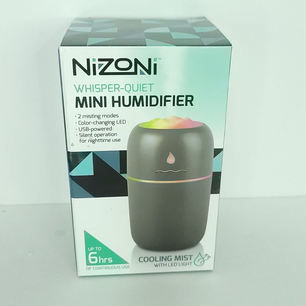 Portable Mini Humidifier Whisper Quiet by Nizoni USB Powered NEW Color Changing